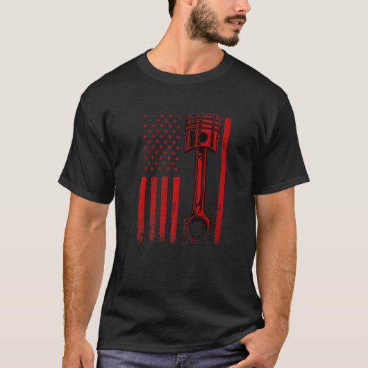 Amerikaanse vlag met draaimottenpomp t-shirt (Voorkant)