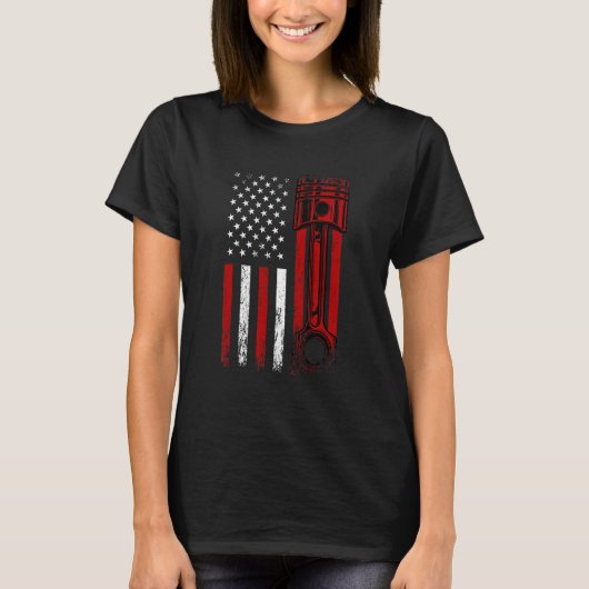 Amerikaanse vlag met draaimottenpomp t-shirt (Voorkant)