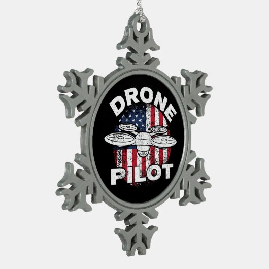 Amerikaanse vlag met drijfveer-multirotor Quadcopt Tin Sneeuwvlok Ornament (Links)