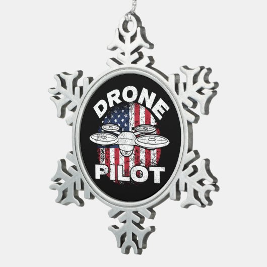 Amerikaanse vlag met drijfveer-multirotor Quadcopt Tin Sneeuwvlok Ornament (Rechts)