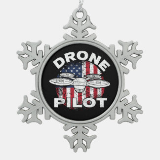 Amerikaanse vlag met drijfveer-multirotor Quadcopt Tin Sneeuwvlok Ornament