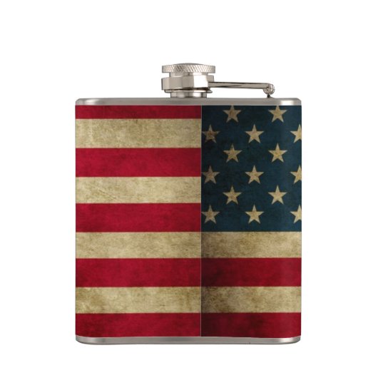 Amerikaanse vlag met drukke grap heupfles (Achterkant)