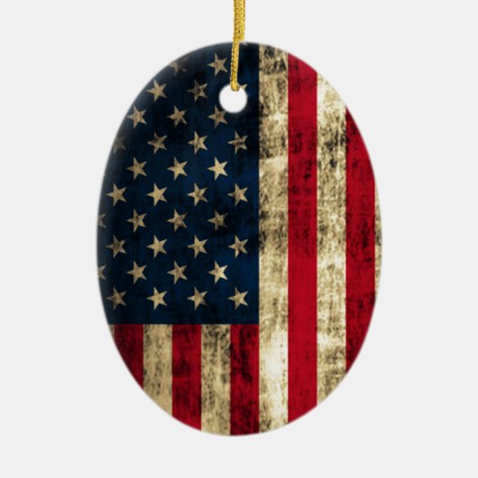 Amerikaanse vlag met drukke grap keramisch ornament (Voorkant)