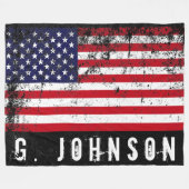 Amerikaanse vlag met drukstijl Aangepaste naam Fleece Deken (Voorkant (Horizontaal))