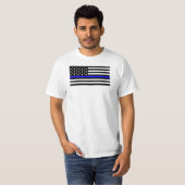 Amerikaanse vlag met dunne blauwe lijn ondersteuni t-shirt (Voorkant volledig)