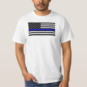 Amerikaanse vlag met dunne blauwe lijn ondersteuni t-shirt (Voorkant)