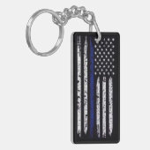 Amerikaanse vlag met dunne blauwe lijn sleutelhanger (Voorkant Links)