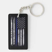 Amerikaanse vlag met dunne blauwe lijn sleutelhanger (achterkant)