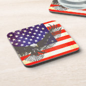 Amerikaanse vlag met Eagle 6 patriottische onderze Bier Onderzetter (Linkerzijde)