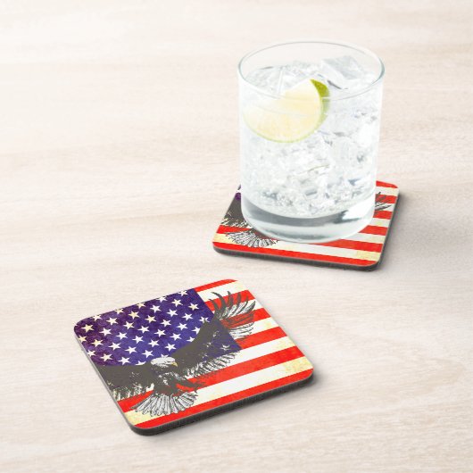 Amerikaanse vlag met Eagle 6 patriottische onderze Bier Onderzetter (Rechterzijde)