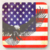 Amerikaanse vlag met Eagle 6 patriottische onderze Bier Onderzetter (Voorkant)