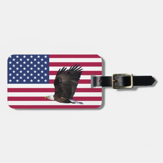Amerikaanse vlag met Eagle Personalized Bagagelabe Bagagelabel (Voorkant horizontaal)
