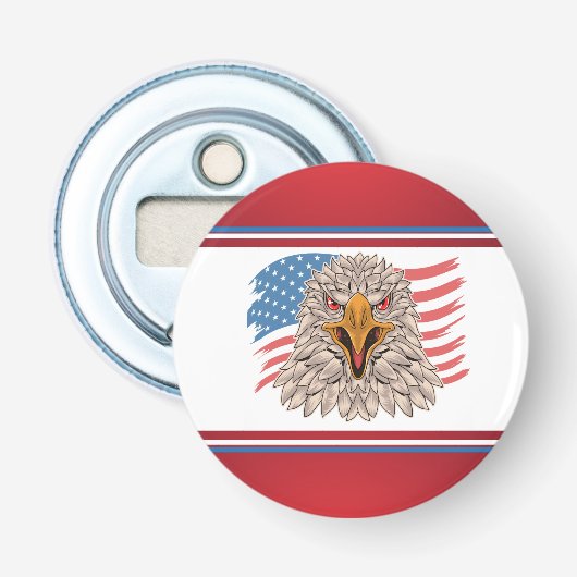 Amerikaanse vlag met een adelaar button flesopener (Voorkant)