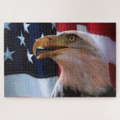 Amerikaanse vlag met een Bald Eagle Legpuzzel (Horizontaal)