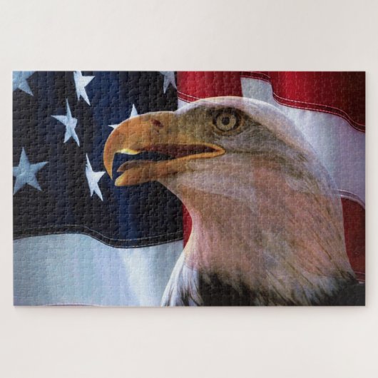 Amerikaanse vlag met een Bald Eagle Legpuzzel (Horizontaal)