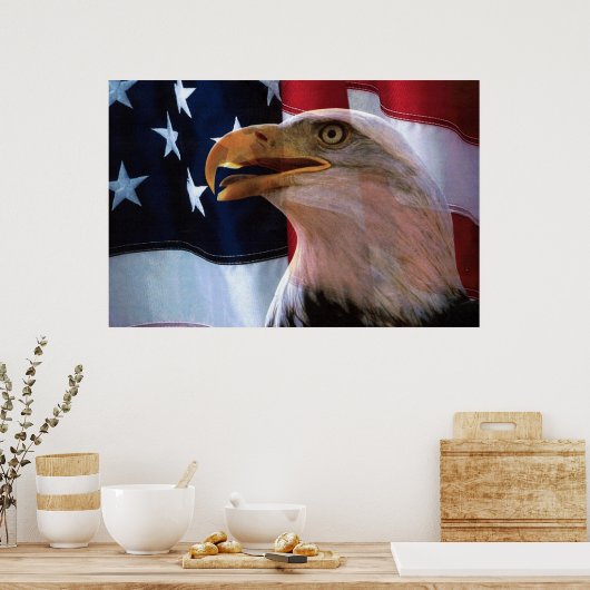 Amerikaanse vlag met een Bald Eagle Poster (Keuken)