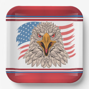 Amerikaanse vlag met een Eagle Paper-Bord Papieren Bordje