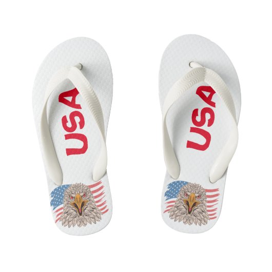 Amerikaanse vlag met een Eagle-Teenslipper Kinder Teenslippers (Voetbed)