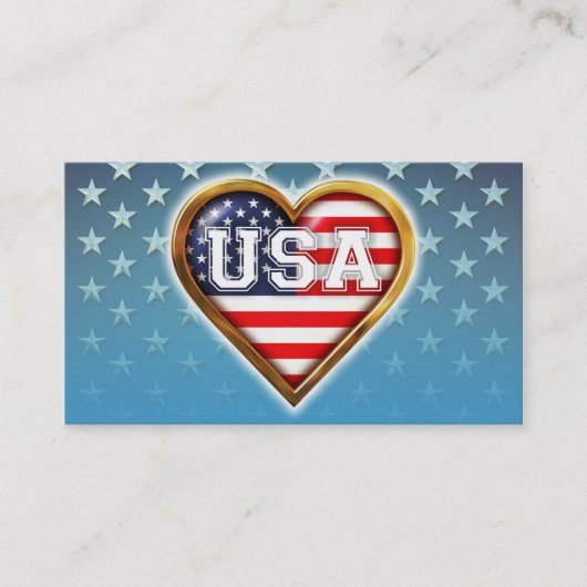 Amerikaanse vlag met een hartvorm visitekaartje (Voorkant)