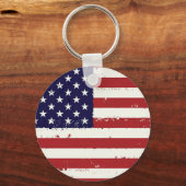 Amerikaanse vlag met een vervormd patriottisch gez sleutelhanger (Voorkant)