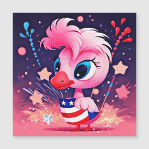Amerikaanse vlag met Flamingo Cartoon-69216