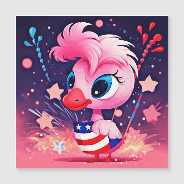 Amerikaanse vlag met Flamingo Cartoon-69216 (Voorkant)