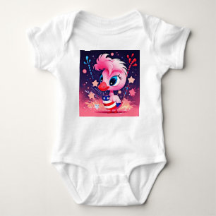 Amerikaanse vlag met Flamingo Cartoon-69216 Romper