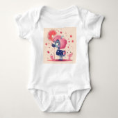 Amerikaanse vlag met Flamingo Cartoon-69219 Romper (Voorkant)