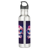 Amerikaanse vlag met Flamingo Cartoon-69680 Waterfles (Achterkant)