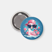 Amerikaanse vlag met Flamingo Cartoon-69681 Magneet (Voorkant / Achterkant)