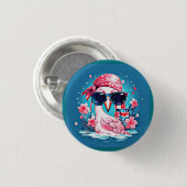 Amerikaanse vlag met Flamingo Cartoon-69681 Ronde Button 3,2 Cm (Voorkant /achterkant)