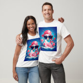 Amerikaanse vlag met Flamingo Cartoon-69681 T-shirt (Unisex)