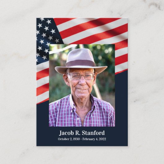 Amerikaanse vlag met foto Memorial Prayer Informatiekaartje (Voorkant)