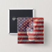Amerikaanse vlag  met foto vierkante button 5,1 cm (Voorkant /achterkant)