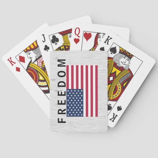 Amerikaanse vlag met Freedom Tekst op berk Pokerkaarten (Achterkant)