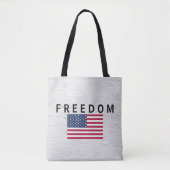 Amerikaanse vlag met Freedom Tekst op berk Tote Bag (Voorkant)