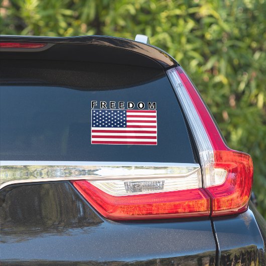 Amerikaanse vlag met Freedom Text Sticker (Auto Zijkant)