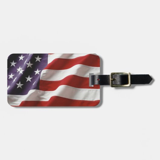 Amerikaanse vlag met gepersonaliseerde naam bagagelabel (Voorkant horizontaal)