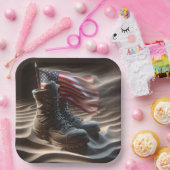 Amerikaanse vlag met gevechtslaarzen papieren bordje (Feest)
