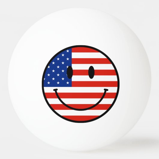 Amerikaanse vlag met glimlachend gezicht pingpongbal (Voorkant)