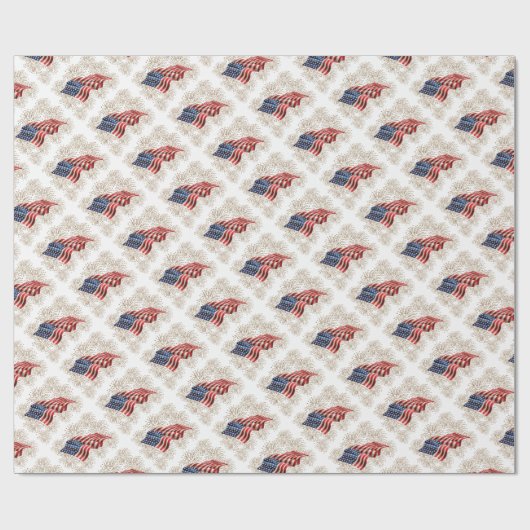  Amerikaanse vlag met Gold Glitter Fireworks Cadeaupapier (Vlak)