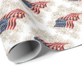  Amerikaanse vlag met Gold Glitter Fireworks Cadeaupapier (Rol Hoek)
