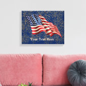 Amerikaanse vlag met Gold Glitter Fireworks Canvas Afdruk (Insitu (Woonkamer))