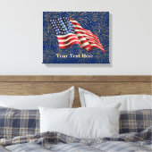 Amerikaanse vlag met Gold Glitter Fireworks Canvas Afdruk (Insitu (Slaapkamer))