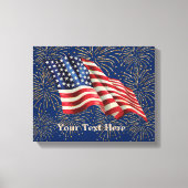Amerikaanse vlag met Gold Glitter Fireworks Canvas Afdruk (Voorkant)
