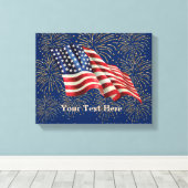  Amerikaanse vlag met Gold Glitter Fireworks Canvas Afdruk (Insitu (Houten vloer))