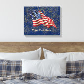  Amerikaanse vlag met Gold Glitter Fireworks Canvas Afdruk (Insitu (Slaapkamer))