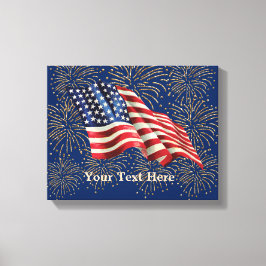  Amerikaanse vlag met Gold Glitter Fireworks Canvas Afdruk