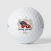 Amerikaanse vlag met Gold Glitter Fireworks Golfballen (Voorkant)
