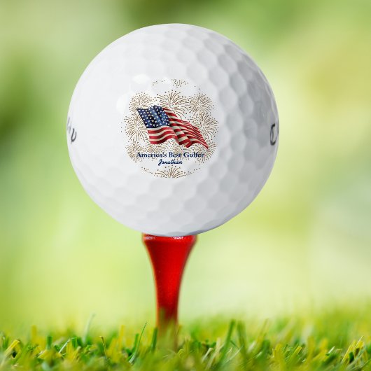 Amerikaanse vlag met Gold Glitter Fireworks Golfballen